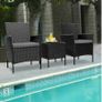 BRAND NEW 3 Pieces Wicker Rattan Patio Outdoor Furniture Conversation Sofa Bistro Garden Image 3