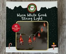 Christmas Santas Savers 10 LED Warm White Gonk String Light