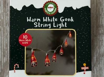 Christmas Santas Savers 10 LED Warm White Gonk String Light