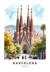 Barcelona Wall Art Print, Travel Art Poster