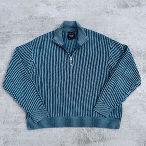 Abercrombie & Fitch Blue Oversized Quarter-Zip Sweater