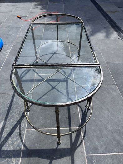 Coffee table Vintage-Style Indoor Metal & Glass Table 3 Piece Design