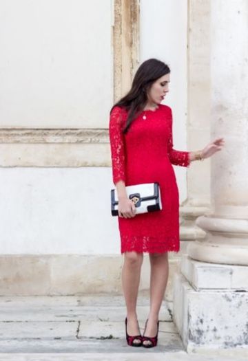 H&M lace red dress