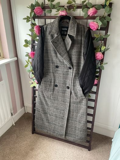 coat byoung herringbone double breast coat (36) oversized 10/12