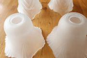 Glass Vintage Frosted Light Shades X 4. In Very Good Condition. See Photos For Same.