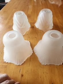 Glass Vintage Frosted Light Shades X 4. In Very Good Condition. See Photos For Same.