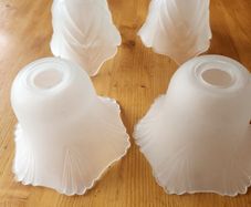 Glass Vintage Frosted Light Shades X 4. In Very Good Condition. See Photos For Same.