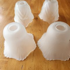 Glass Vintage Frosted Light Shades X 4. In Very Good Condition. See Photos For Same.