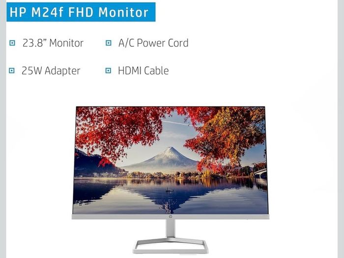HP FHD Monitor, HDMI, Black Head, Silver Stand, 24-Inch