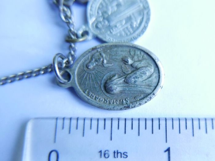 Antique catholic Saints religious many pendants family heirloom necklace