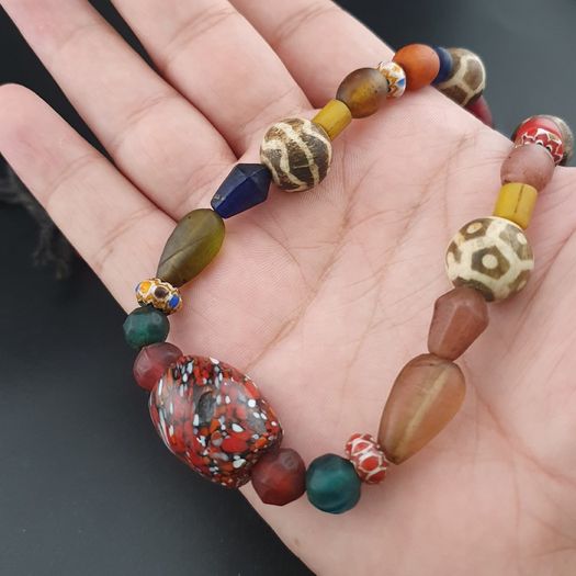 Vintage Asian & African Glass with Pumtek Pyu Beads Tribal Necklace