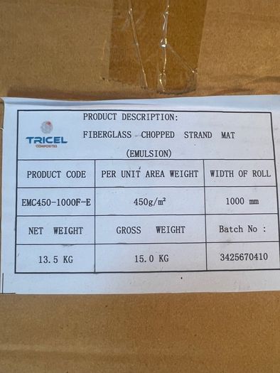 GRP Glass Fibre Matting CSM 450Gm 6.75Kg roll (Approx M2)