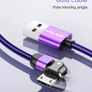USLION 2M Micro USB QC 3.0-2.0 3A 180 Rotate+LED Cable Fast Charging & Data Sync Nylon Braided Cable (Brand New/Warranty) Image 2