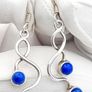 925 Vintage Sterling Silver And Lapis Lazuli Earrings Image 5