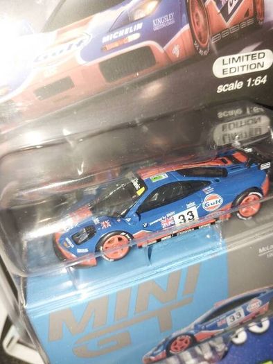 Mini GT 1:64 scale diecast model of the McLaren F1 GTR #33 1996 Le Man's 24 Hour Gulf Livery Exclusive Limited Edition Die-cast Model Car