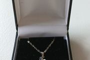 Sterling Sterling  Chain with Topaz and Pearl Pendant