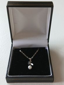 Sterling Sterling  Chain with Pearl and Topaz Pendant
