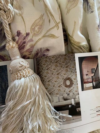 Stunning Large Laura Ashley Linen Curtains 128 inch wide x 93 inch drop