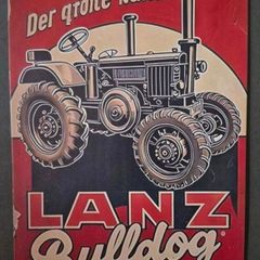 Vintage Style  Metal Sign. Lanz bulldog, vintage tractor.