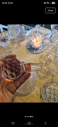 Vintage Waterford Crystal Alana Ships Decanter with a matching faceted ball stopper