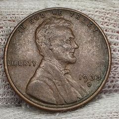 USA United States 1933 D Lincoln Wheat Penny Cent