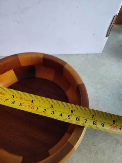 Rare find  CAMBRIDGE WARE Fruit Bowl Retro Mid Century 'The GRANTCHESTER' Patchwork Effect Wooden Bowl 1960s Home Decor Handmade Wooden Bowl Has Label