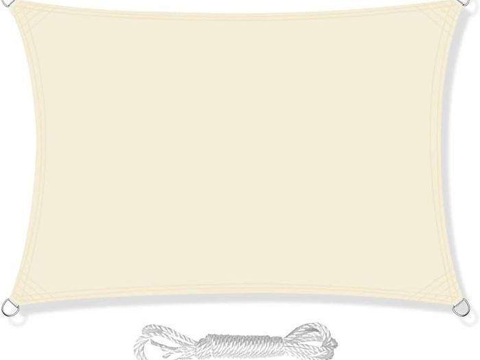 MULTIPLE SIZES/COLOURS AVAILABLE Sun Shade Sail 2m x 3m Rectangle Shade Sails Waterproof Outdoor Garden Patio Party Sunscreen Awning Canopy 98% UV Block With Free Rope, Cream White
