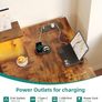 140cm Large Computer Desk with 5 Fabric Drawers, Home Office Work Desk with Power Outlets & Monitor Stand, L Shaped Gaming Desk with CPU Stand, Reversible Wooden Corner Desk, Rustic Brown Image 6