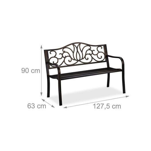 Black Bronze Metal Garden Bench 2 Seater Outdoor