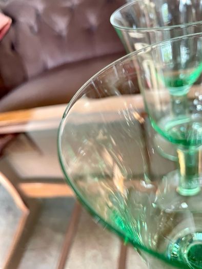 Tall Vintage Artisan Green Wine Water Glasses Sweden 1990s