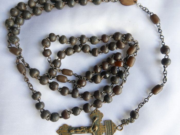 Antique  Rosary necklace pendant L-26"