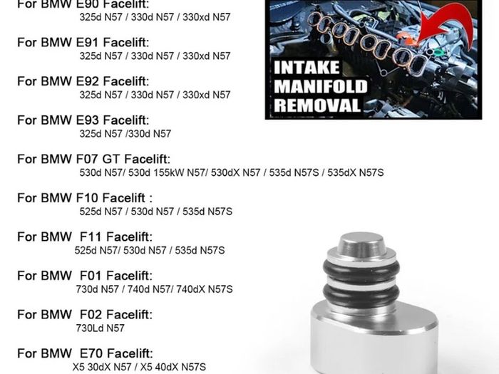 Swirl Flaps Plug Remove Kit Delete Kit With 6 Gaskets For BMW N57 N57S E90 E91 E92 E93 F07 F10 F11