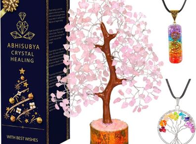 Chakra Tree - Gemstone Tree of Life Decor - Crystal Tree Ornaments - Home Decor - Ornaments for Living Room - Crystals and Gemstones Healing Gifts (MULTIPLE COLOURS/STYLES)