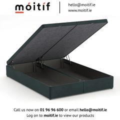 Ottoman Double (4'6") Bed - Plush Velvet Steel