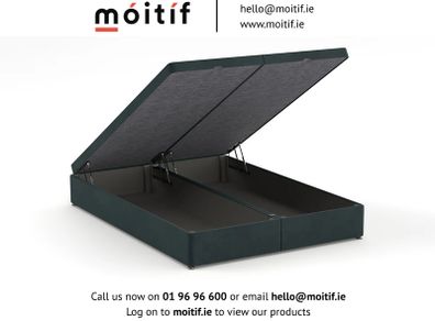 Ottoman Double (4'6") Bed - Plush Velvet Steel
