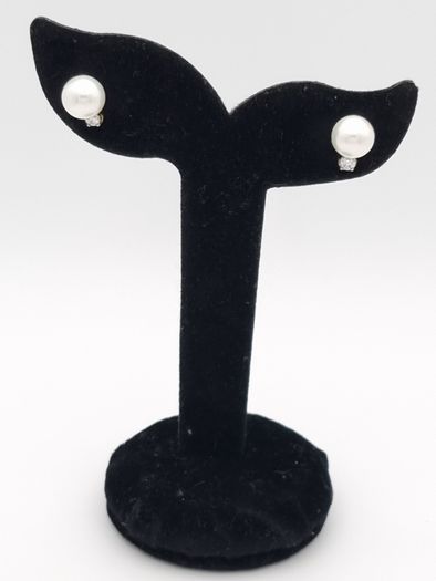 925 Silver Faux Pearl Cubic Zirconia Stud Earrings