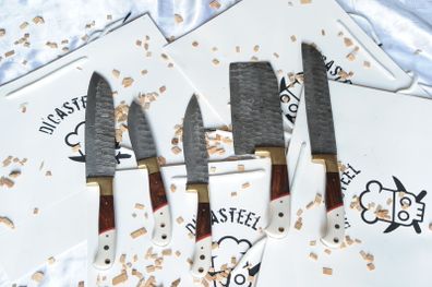 Set Knives 5 pieces Handmade Damascus