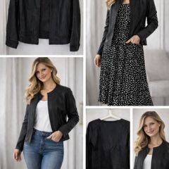 Black Faux Leather Jacket size:M/L