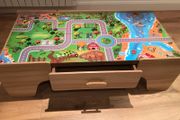 Wooden play table with storage