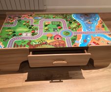 Wooden play table with storage