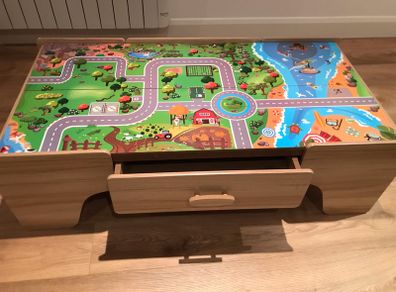 Wooden play table with storage