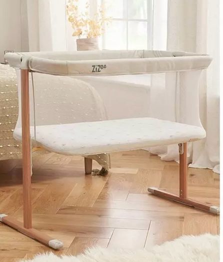 ZiZee Breathable Rocking Crib - Scandinavian Walnut/Ecru