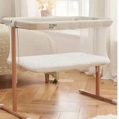ZiZee Breathable Rocking Crib - Scandinavian Walnut/Ecru