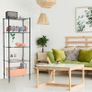 5 Tier Shelving Unit, Metal Shelving Unit Free Standing Small Storage Rack with 4 Hooks, Wire Organisation Racking Shelves for For Pantry Kitchen Bathroom Office,45x30x120 CM (BLACK 5TIER) Image 2