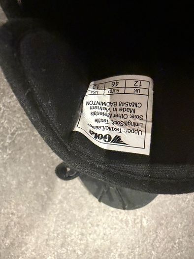 Gola Badminton Black Trainers EU 46 UK 12 Unworn