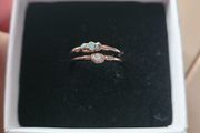 Ring,Triple Raw Blue Diamond Ring, Rose Gold Ring