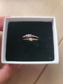 Ring,Triple Raw Blue Diamond Ring, Rose Gold Ring