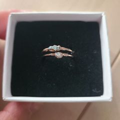 Ring,Triple Raw Blue Diamond Ring, Rose Gold Ring