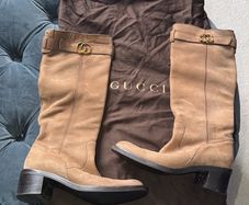 Gucci size 5 authentic tan boots in original dustbag