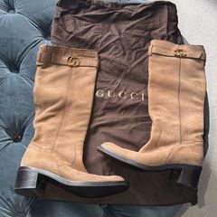 Gucci size 5 authentic tan boots in original dustbag